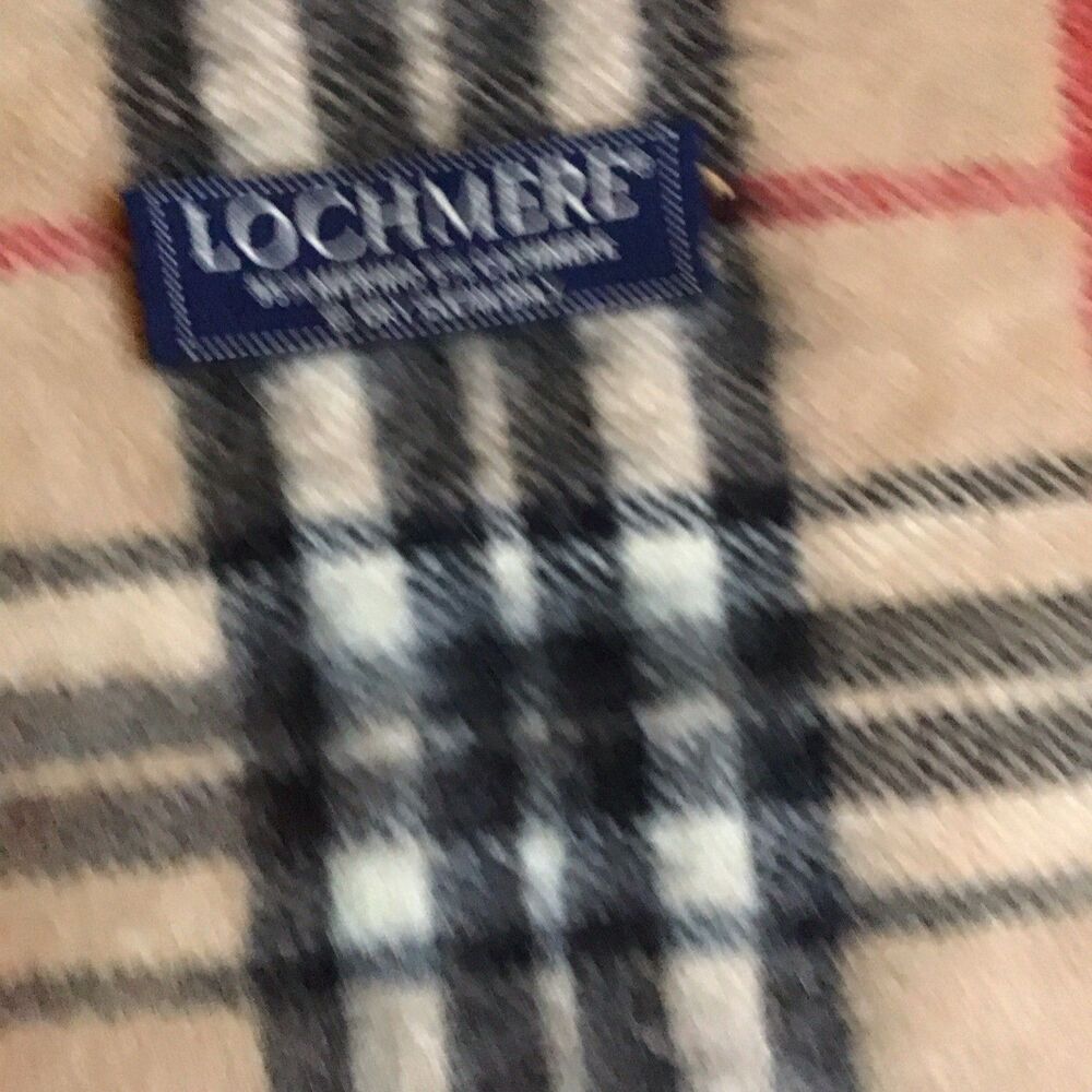 Lochmere Scotland Nova Check Cashmere Blend Natural Check Scarf Preppy Academic - Picture 4 of 5